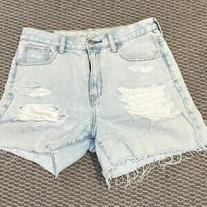 American Eagle High-Waisted Ripped Denim Mom Short
